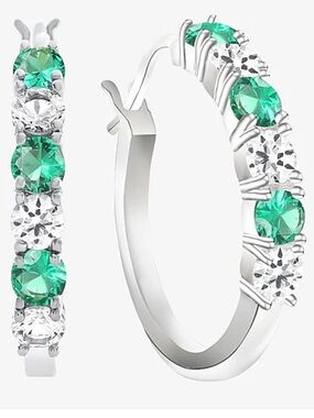 LG Emeralds & Sapphires stamped 925 Sterling silver earrings